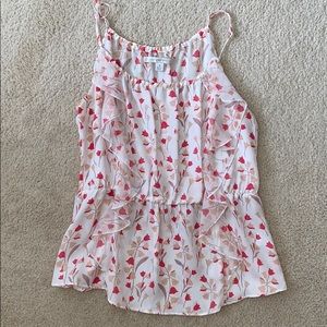 Pink Floral Spaghetti Strap Blouse